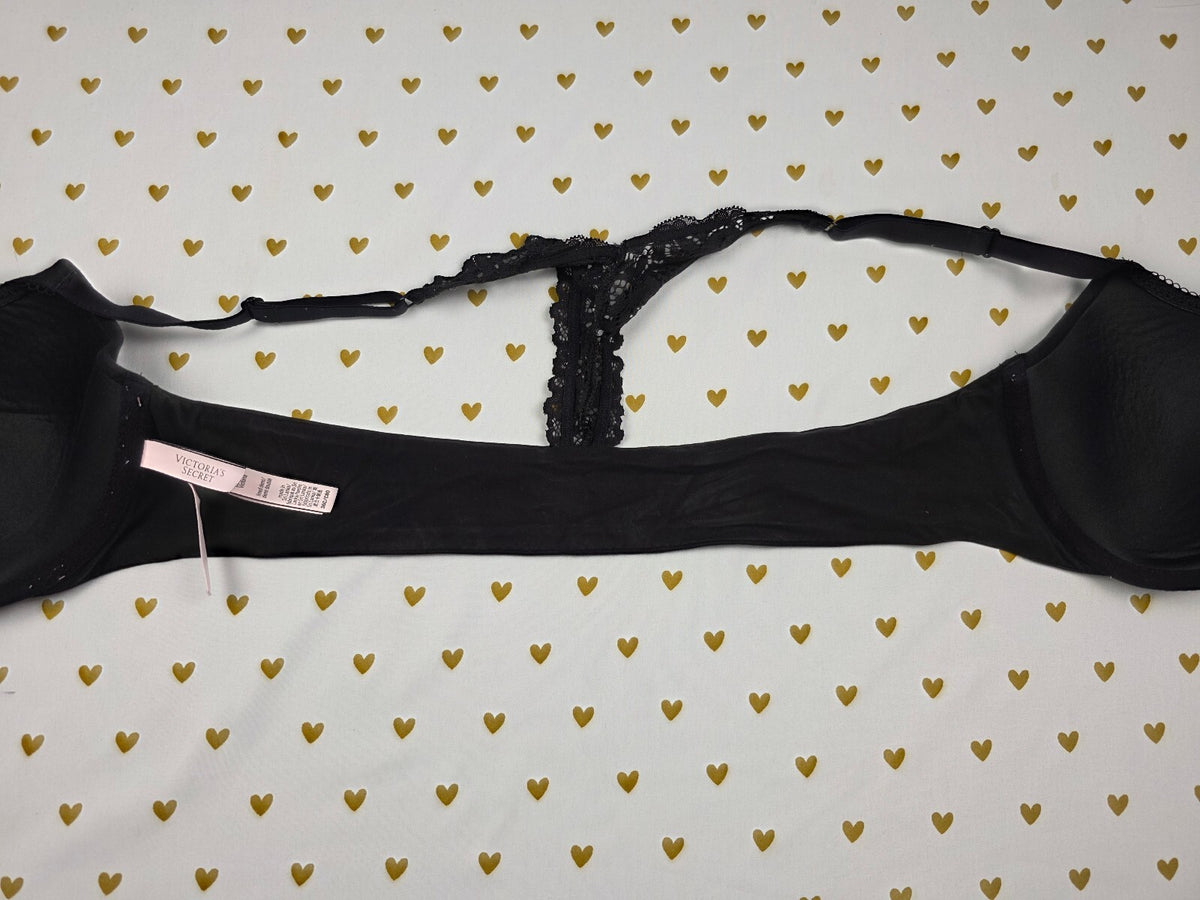 Victorias Secret Black Front Close racerback Bra 36C Lined demi