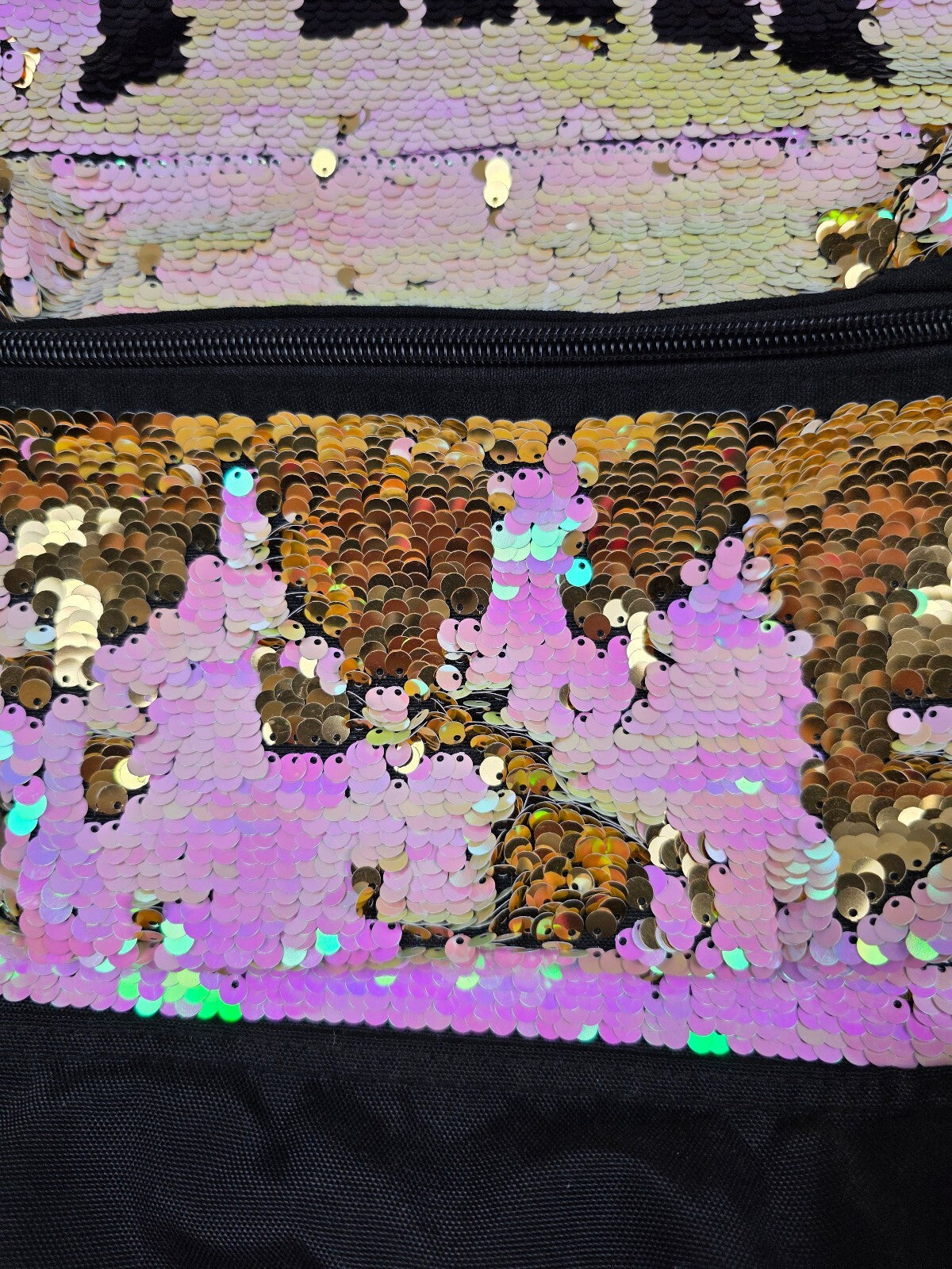 Victoria's Secret PINK Flip Sequin Backpack Gold Pink LOVE PINK Book Bag