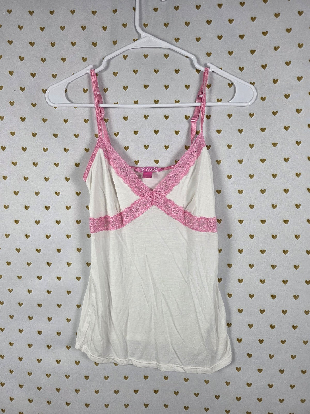 Vintage 2005 Victoria's Secret PINK Cami XS/S White Pink Lace Y2K Modal