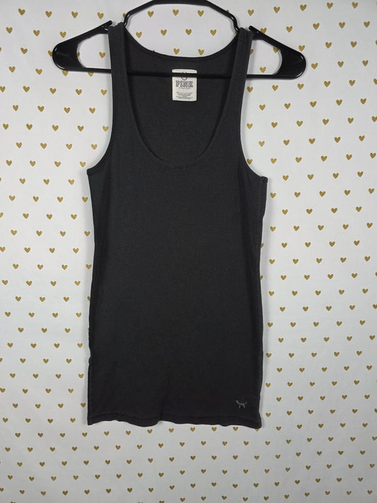 Victorias Secret PINK Vintage Black ribbed Tank Top Y2k SMALL