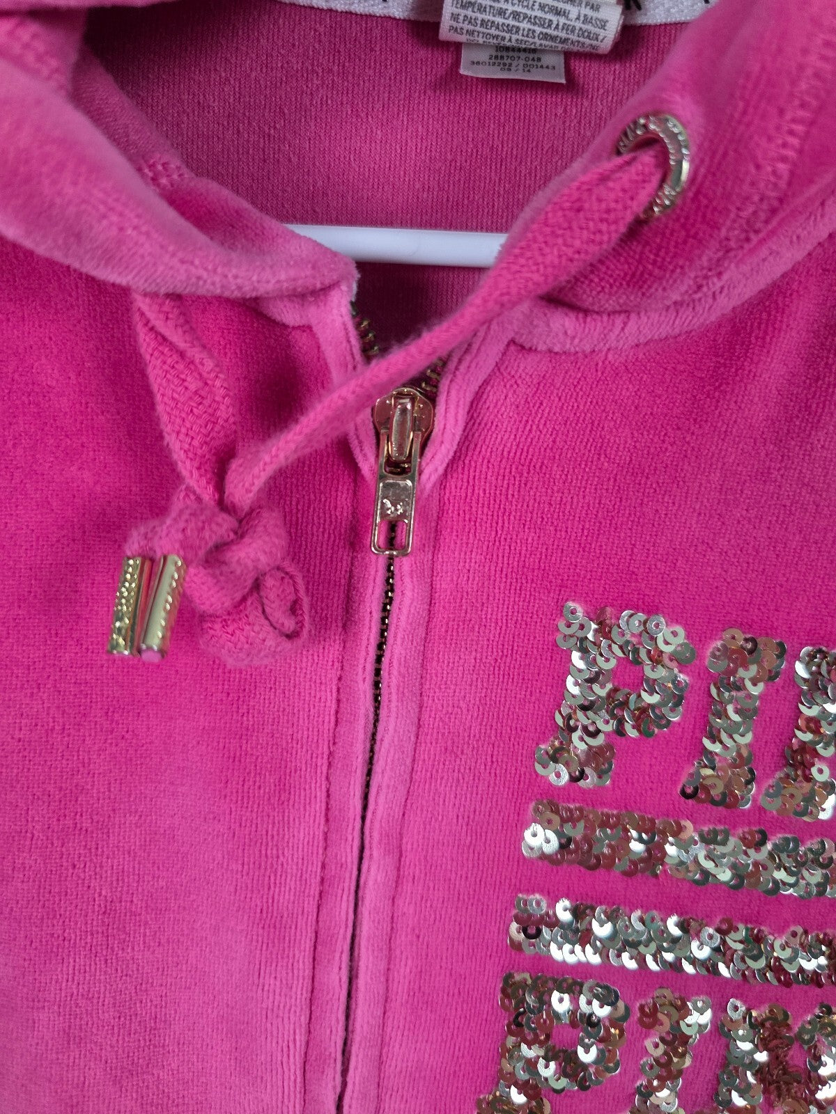 Victoria's Secret PINK Velour Bling Sequin Hoodie Jogger Set Pink S M Y2K