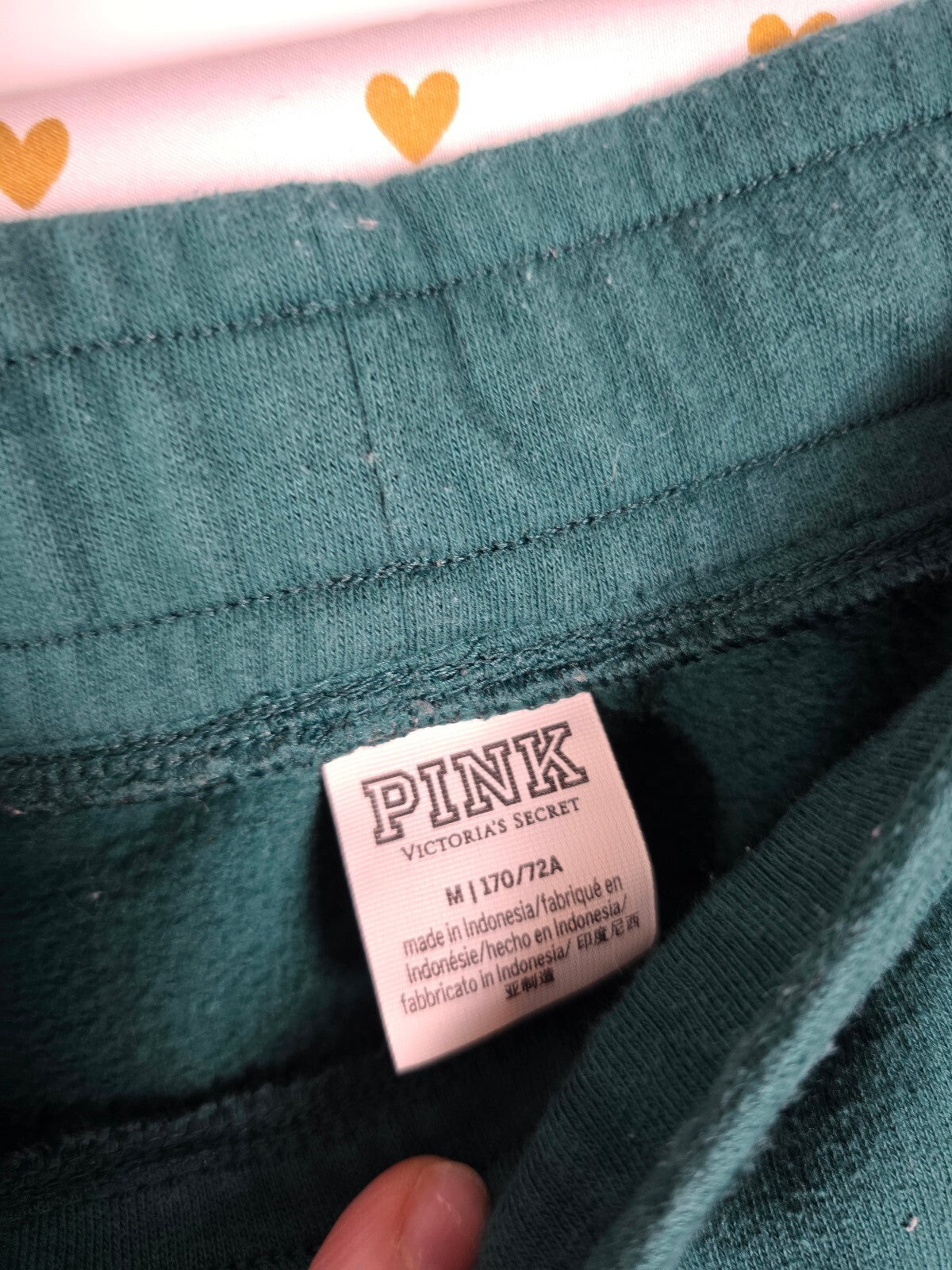 Victorias Secret Pink Green Logo Full Zip Hoodie Sweater Sweats Sweatpants MED