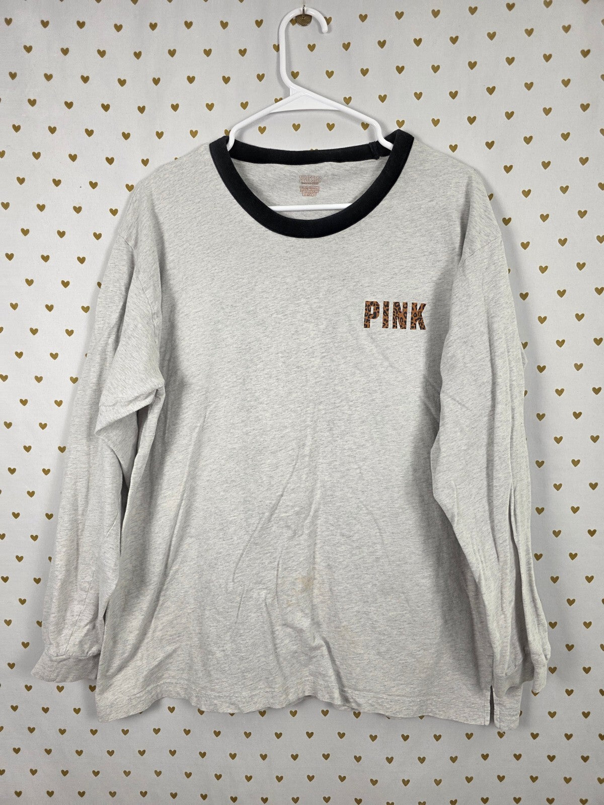 Victorias Secret PINK Leopard Cheetah Dog Long Sleeve tee shirt XL