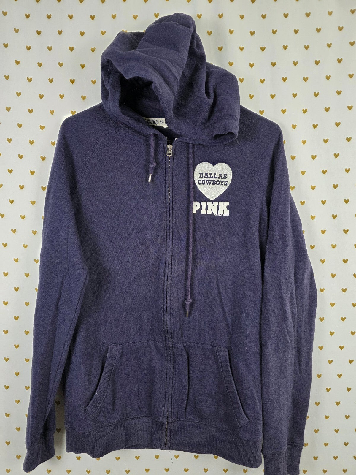 VS PINK NFL Dallas Cowboys Hoodie S Navy Blue Sequin Rhinestone Star BLING