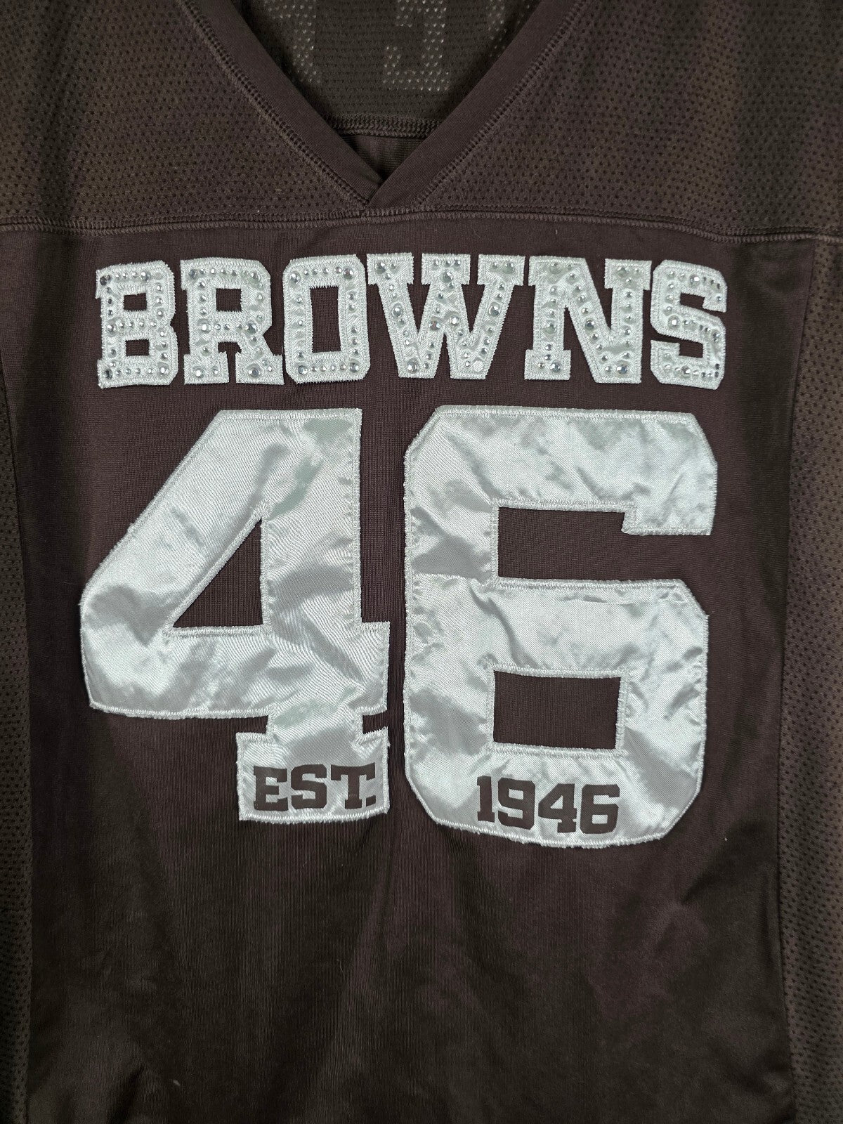 Victoria’s Secret PINK NFL Cleveland Browns 46 BLING Jersey Shirt XS