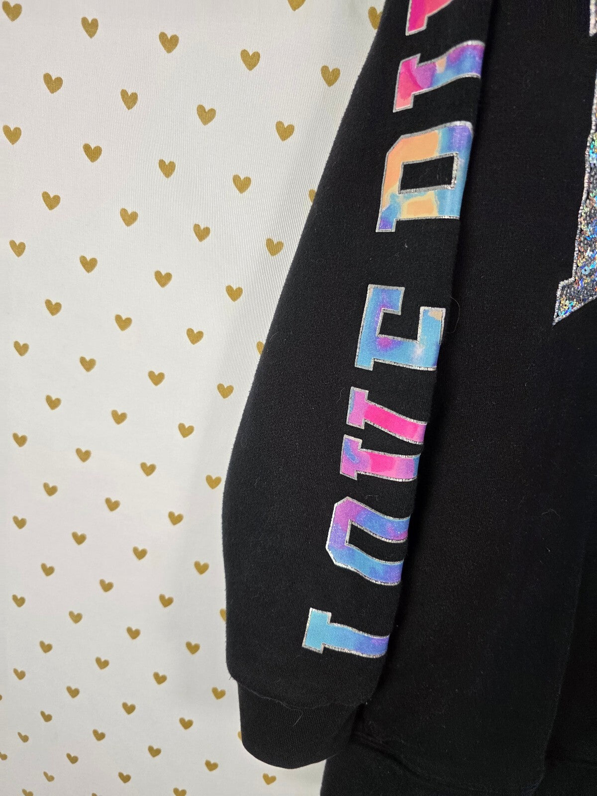 Victorias Secret Pink Bling Watercolor Hooded Sweater Logo Sequined XS
