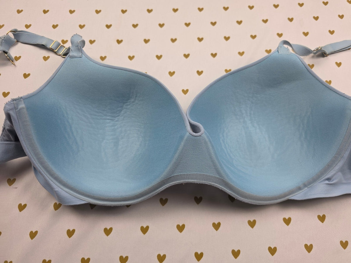 Victorias Secret Blue Soft Incredible Wireless Lined Demi Balconette Bra 36DD