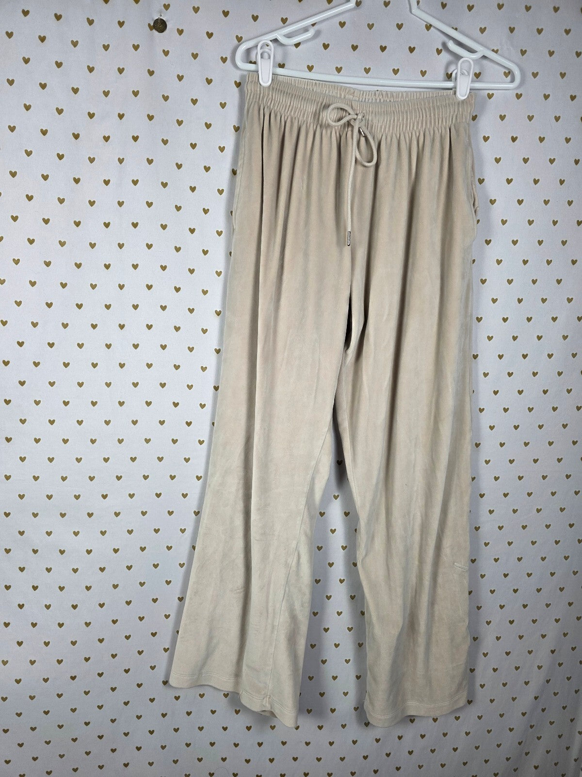 Victorias Secret Pink Beige Velour SET Hoodie Jacket Sweats Medium Outfit