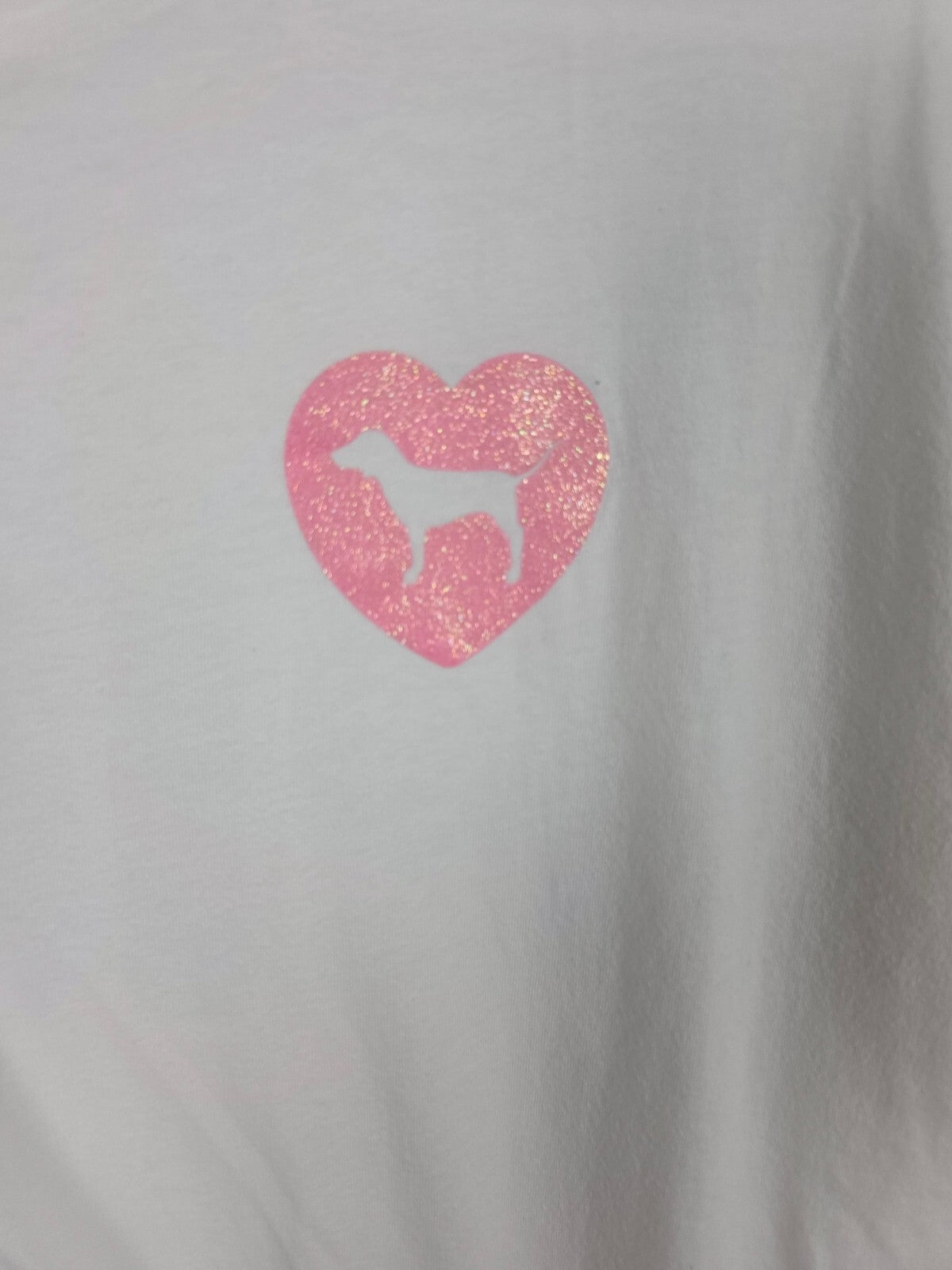 Victorias Secret PINK Campus Originals glitter Logo Long Sleeve Tee Shirt MEDIUM