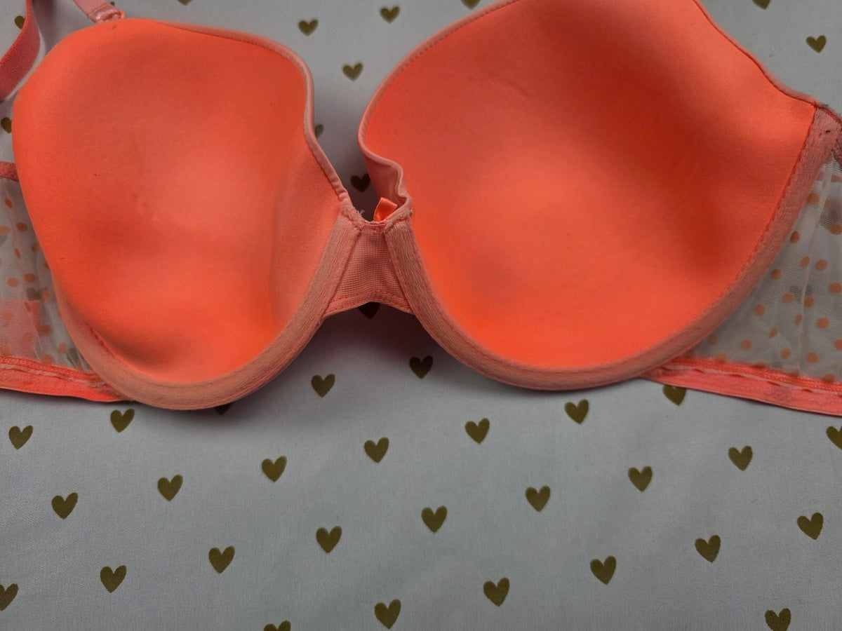 Victorias Secret Neon Polka Dot Demi Balconette Bra 38C
