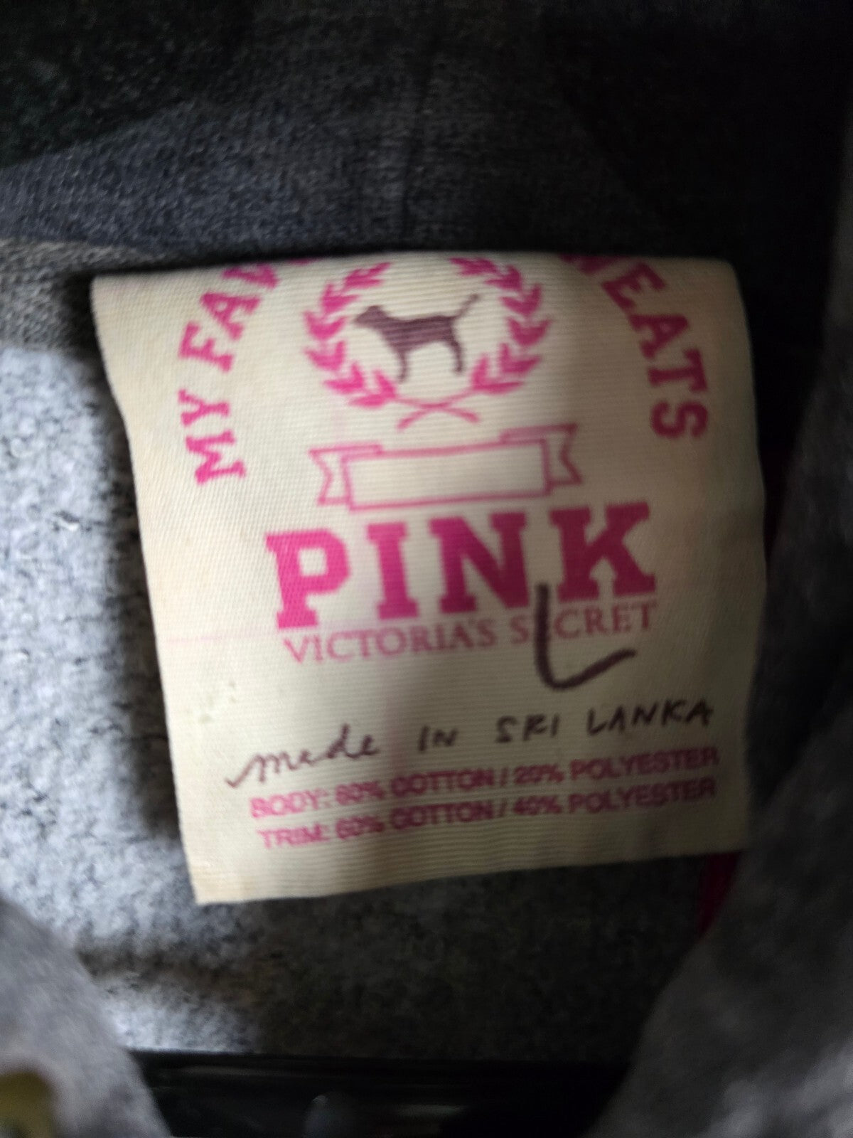 Victorias Secret Pink Vintage HTF hearts Full zip Hoodie Sweater Large Y2K L