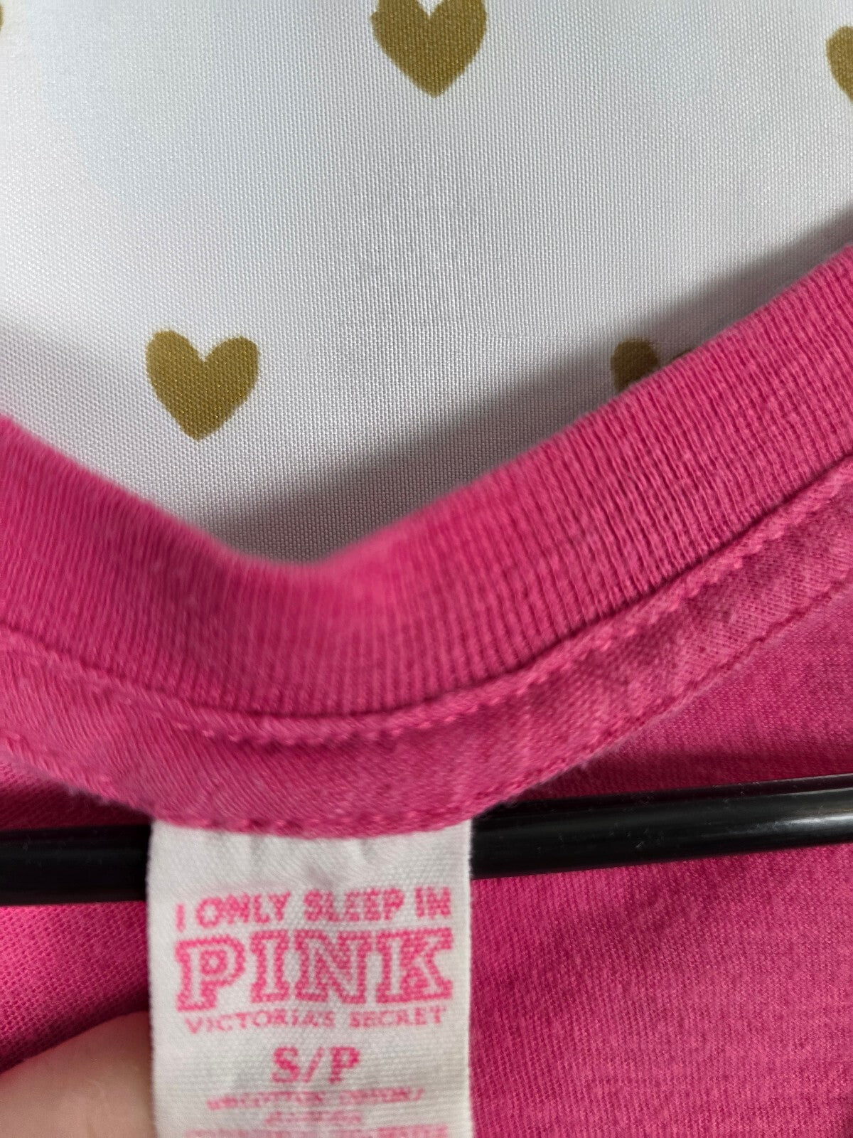 Victorias Secret PINK BLING GLITTER Heart Logo V neck tee shirt SMALL
