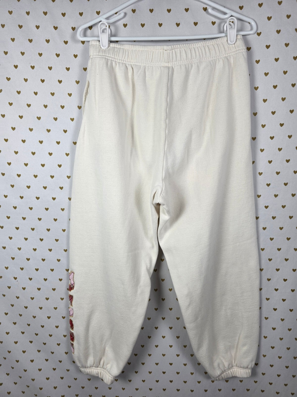Victorias Secret PINK Flannel Logo Campus sweats sweatpants MEDIUM White