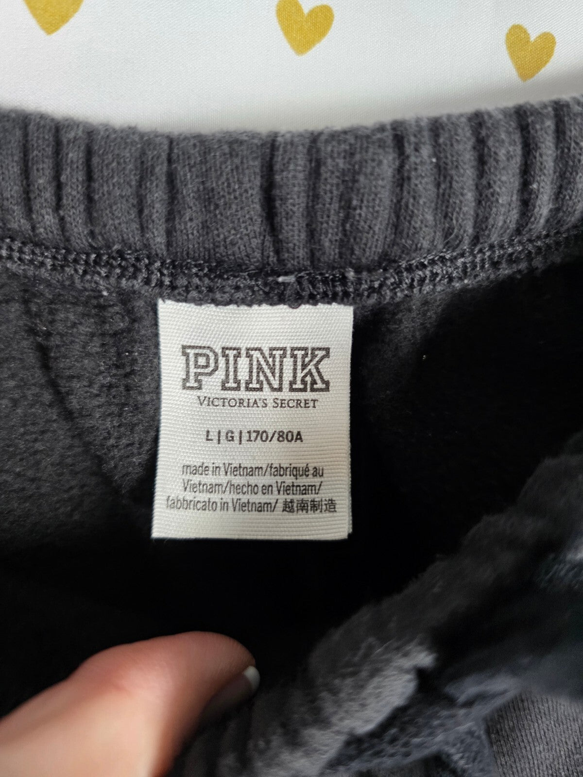 Victorias Secret PINK Slouchy Sweater Set Sweatpants Large Black Logo Sweats 2pc