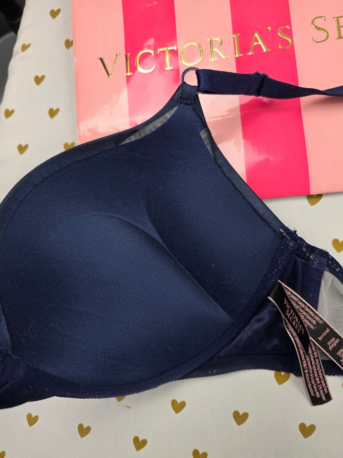 Victorias Secret Blue Front close racerback Bombshell + 2 sizes Push Up Bra 36C