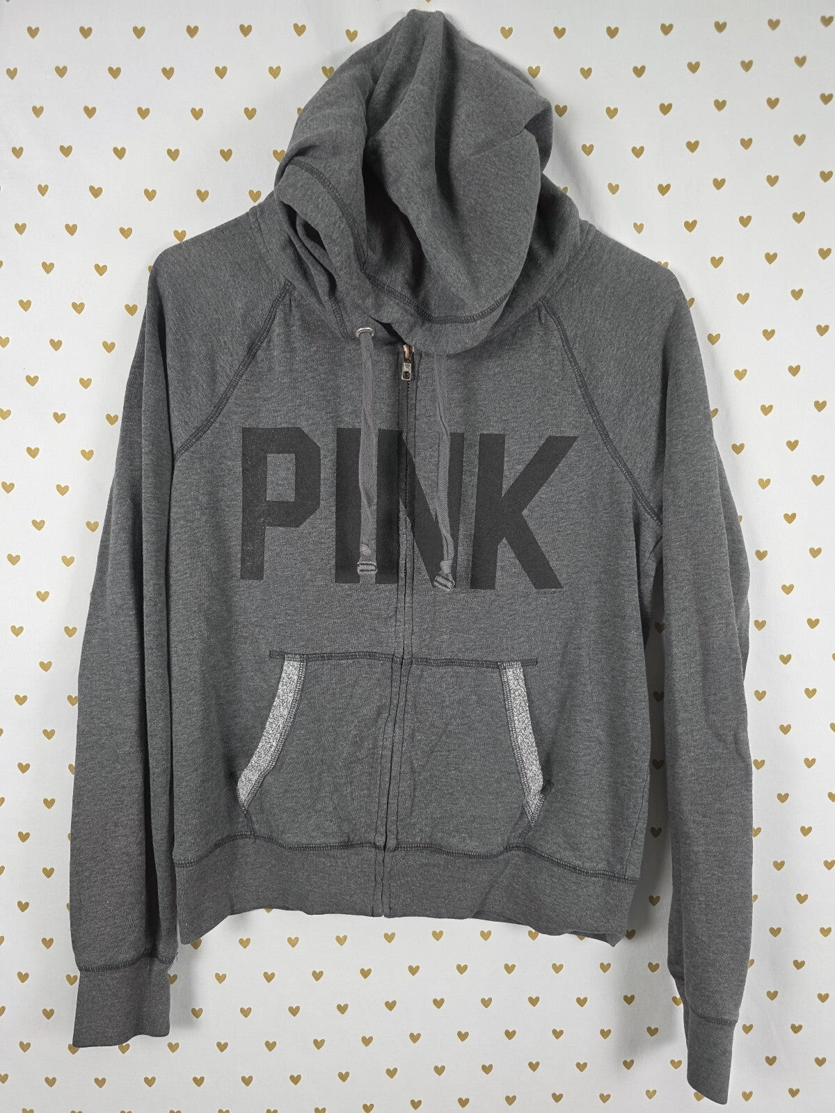 Victorias Secret Pink 86 Logo Pullover Logo Sweater Hoodie grey SMALL