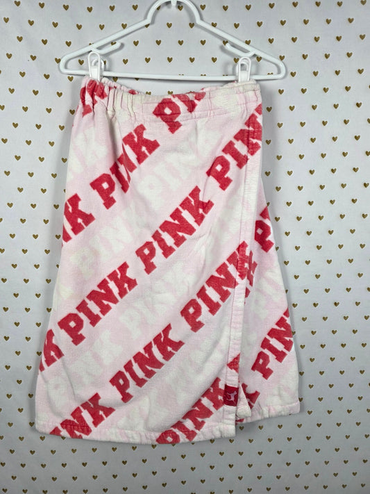 Victoria's Secret PINK Polka Dot Plush Spa Bath Wrap Towel Cover Up Logo