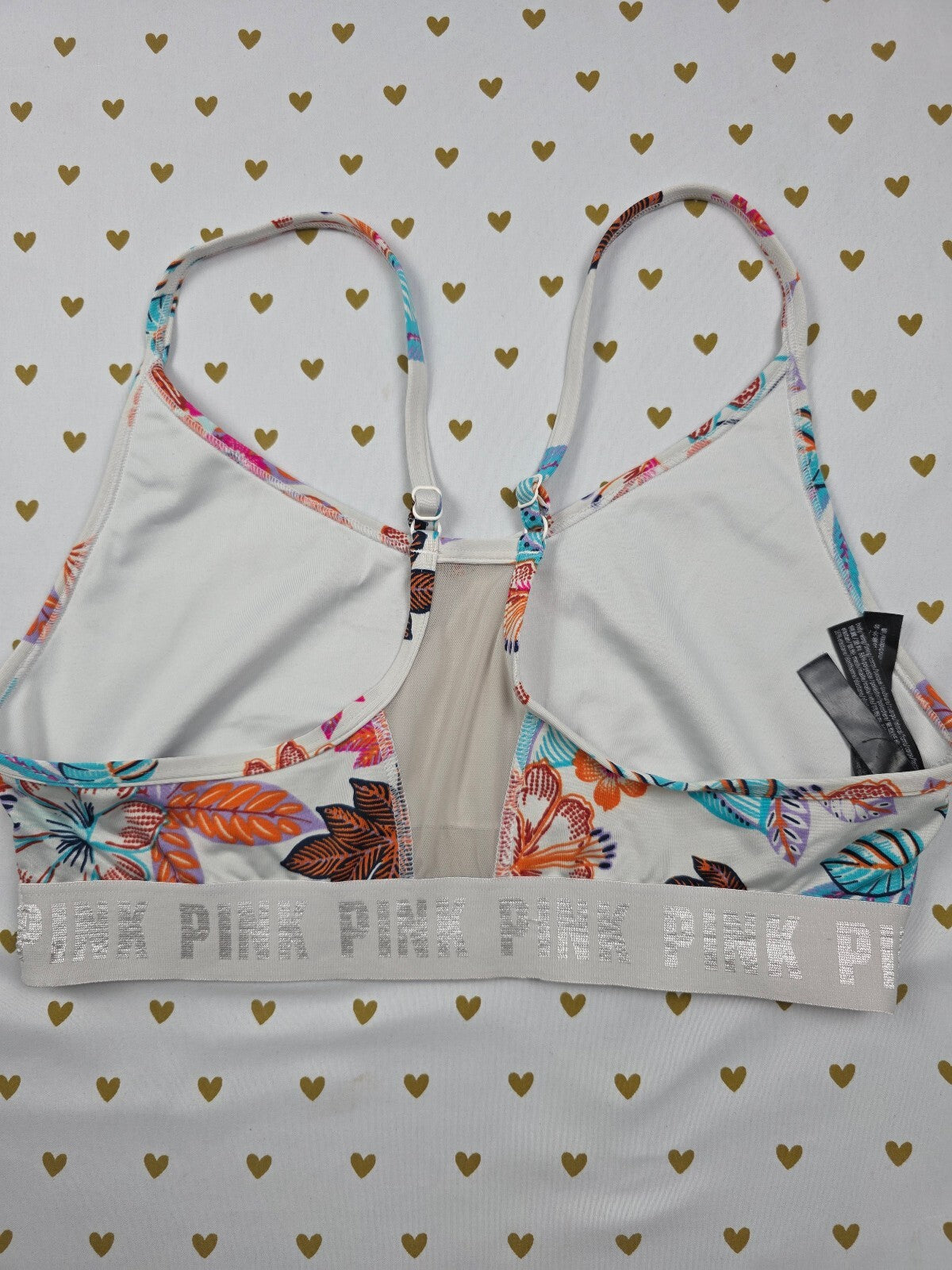 Victorias Secret Pink Floral Hawaiian LARGE Sports Bra Bralette Bra Top Tank