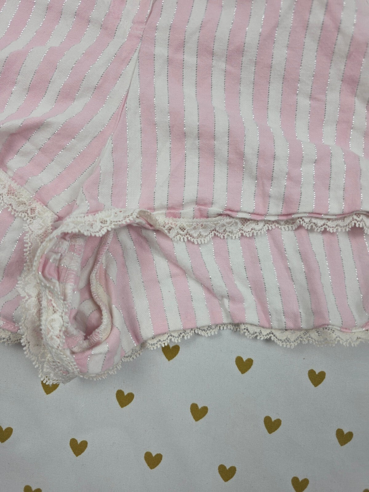 Victorias Secret PINK Striped Shimmer LARGE  Sleep Shorts Boxers Pajama Bottoms