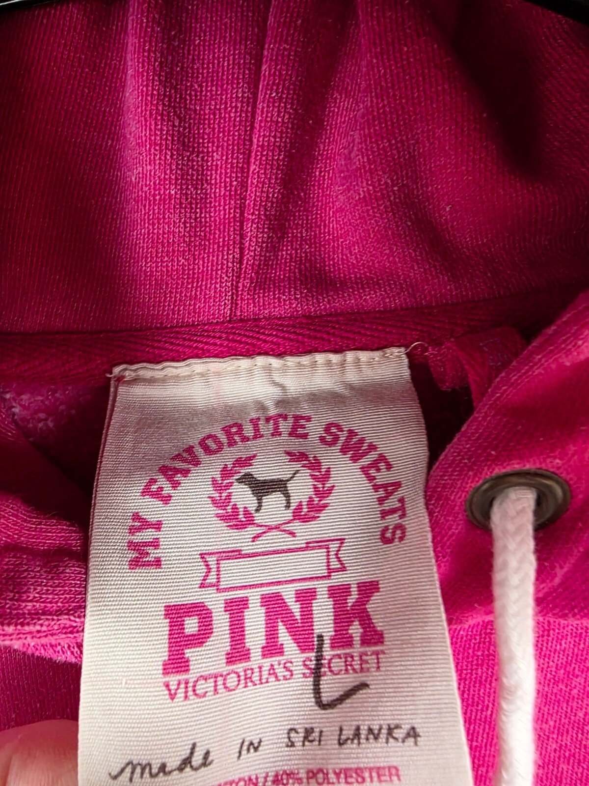Vintage VS PINK My Favorite Sweats Hoodie L University 86 Rhinestone Dog BLING
