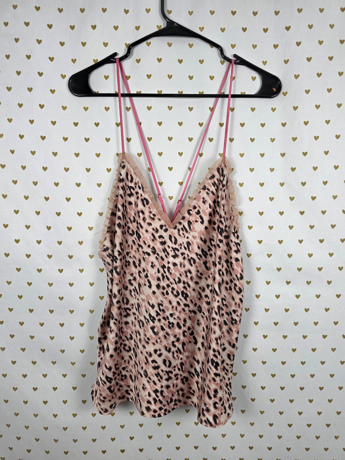 Victorias Secret Leopard Cheetah Satin Silky Babydoll Tank Top XL