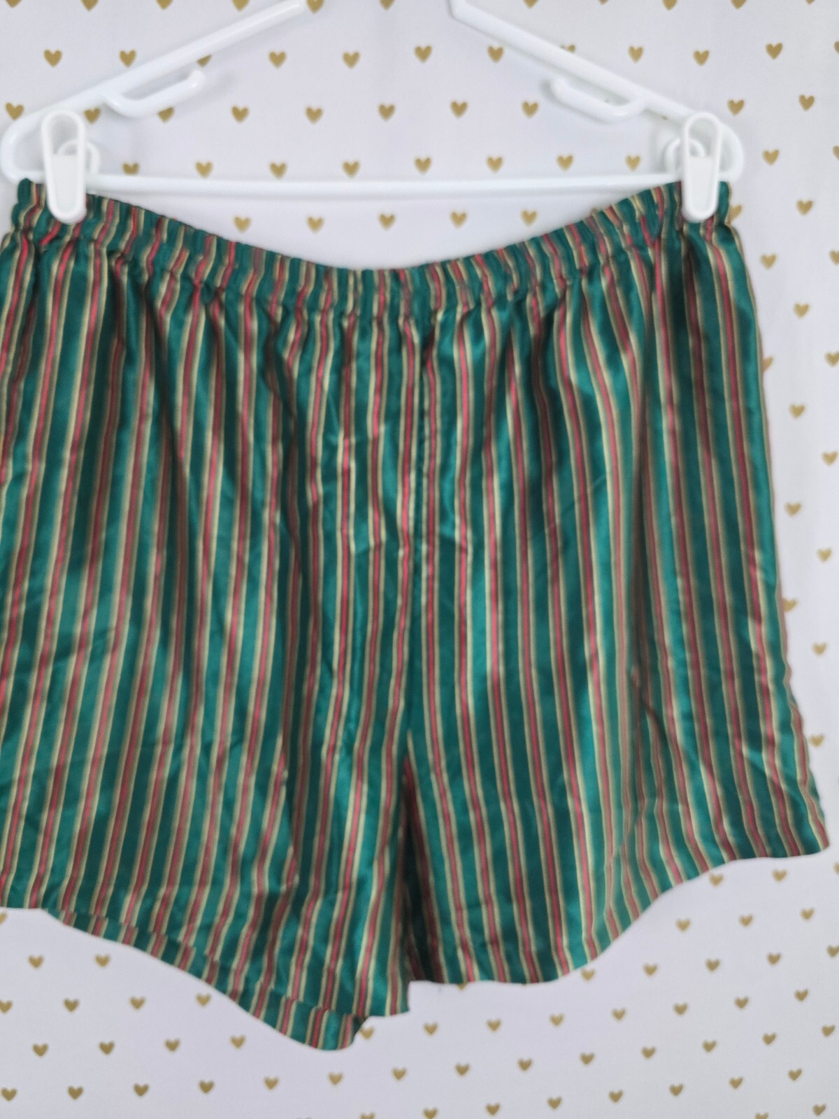 Victorias Secret vintage satin Gold Label Sleep Set Striped Shirt Shorts Medium