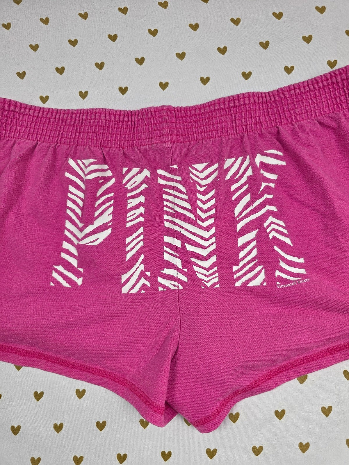 Victoria's Secret PINK Shorts L Hot Pink Zebra Logo Dog Lounge Sleep Y2K