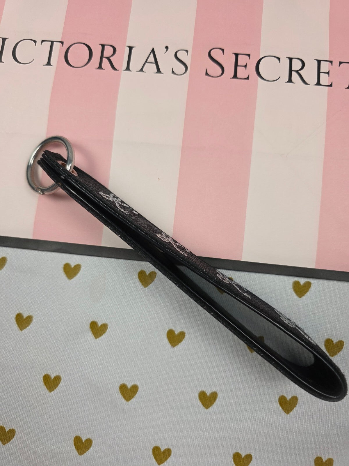 Victoria Secret BLING wristlet strap keychain Handle Rhinestone Bows Studded
