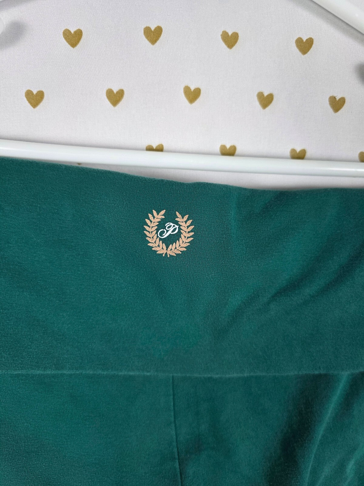 Victorias Secret PINK Green Crest Logo FOLDOVER Yoga Pants Ankle Skinny 2XL XXL