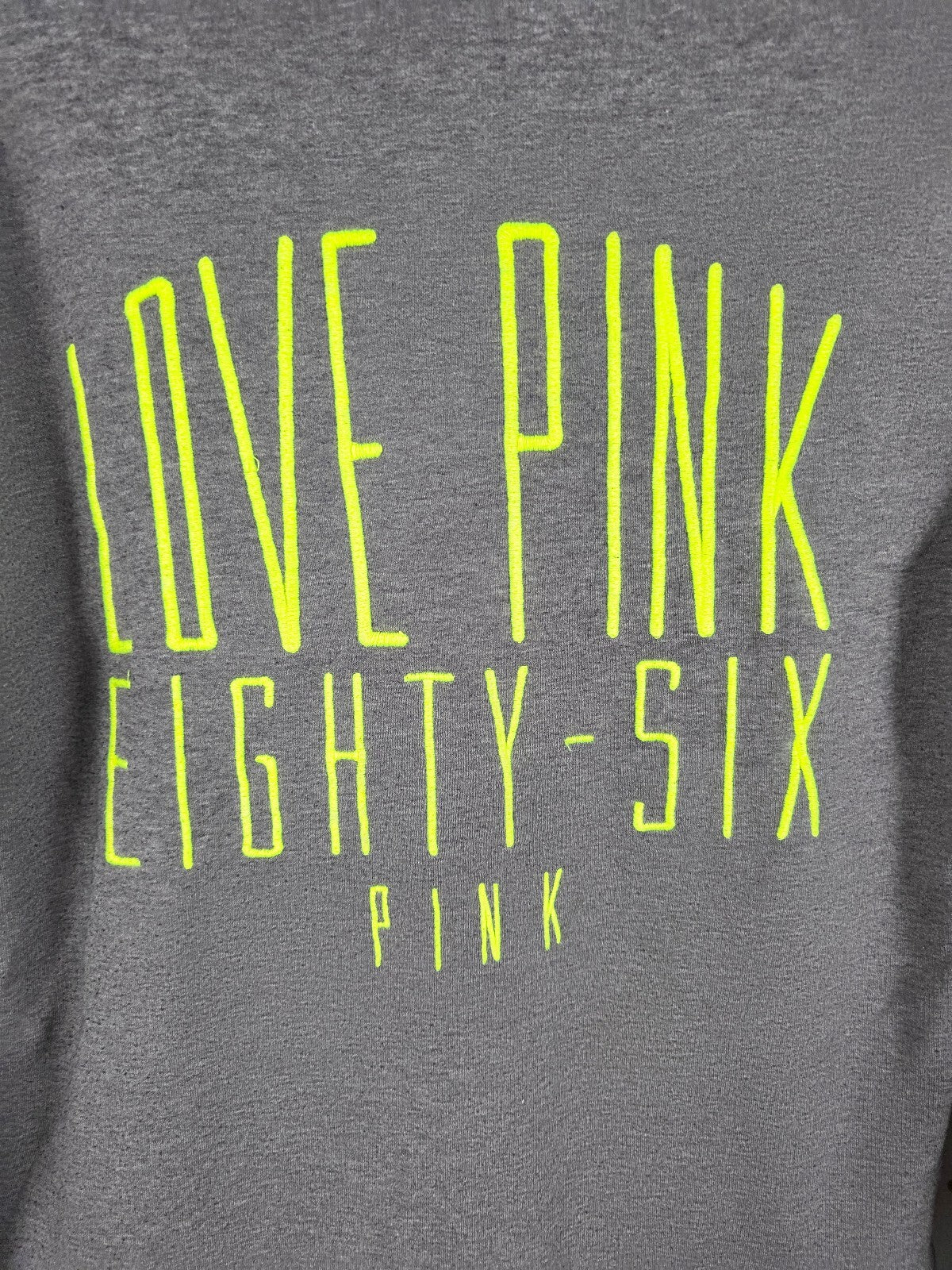 Victorias Secret Pink Neon Logo Embroidered Full Zip Hoodie Jacket LARGE