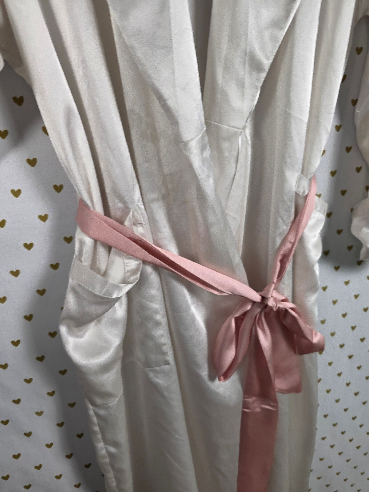 Victorias Secret Satin Silky Robe Vintage LONG Heart Label MED LARGE HTF