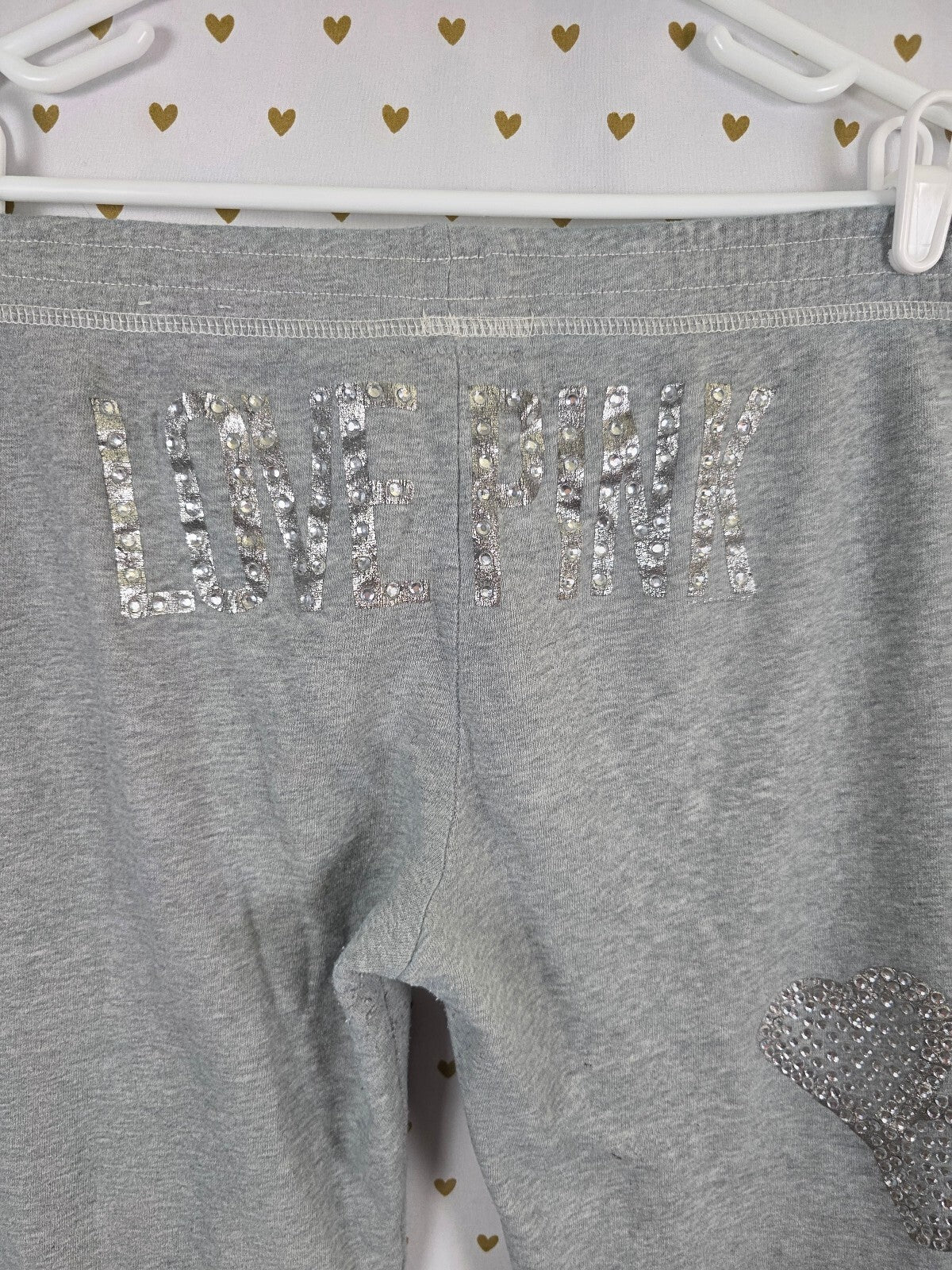 Vintage Victoria's Secret PINK Rhinestone Hearts Balloons Sweatpants S RARE