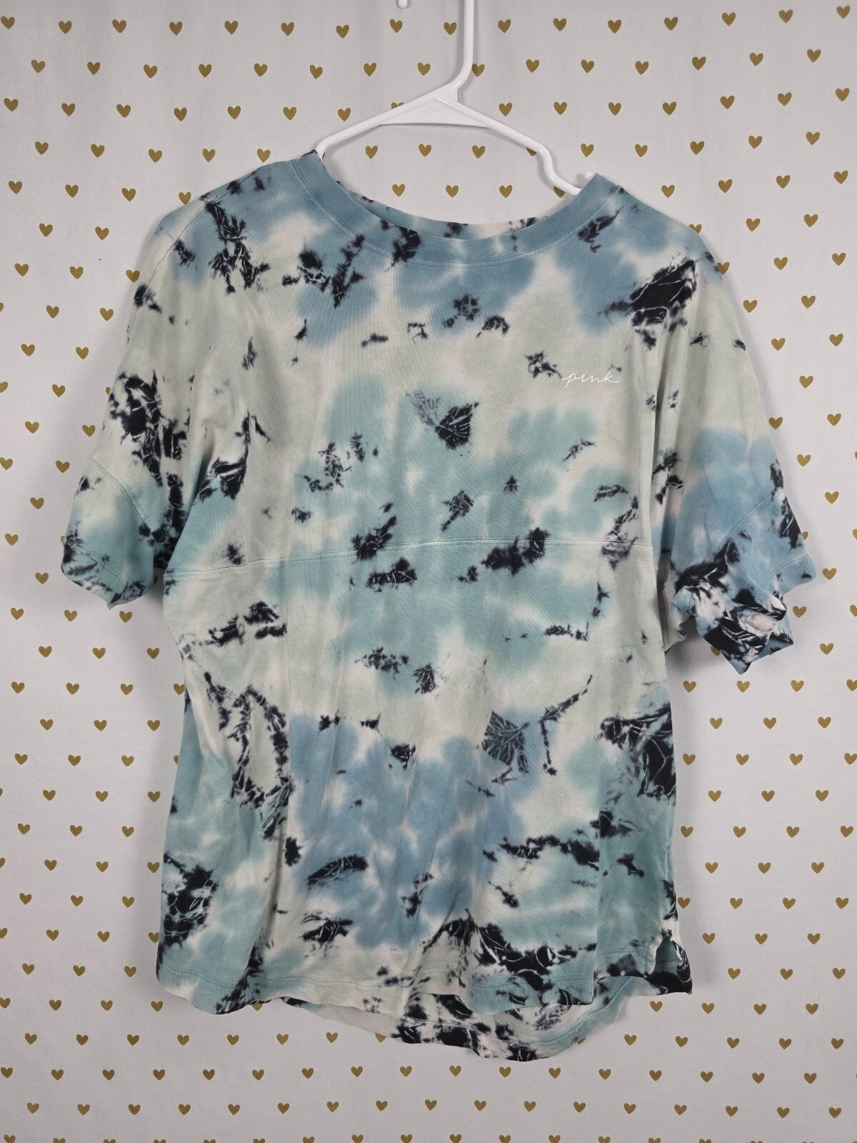Victorias Secret PINK OVersized Logo Small Tye Dye Tee shirt Small