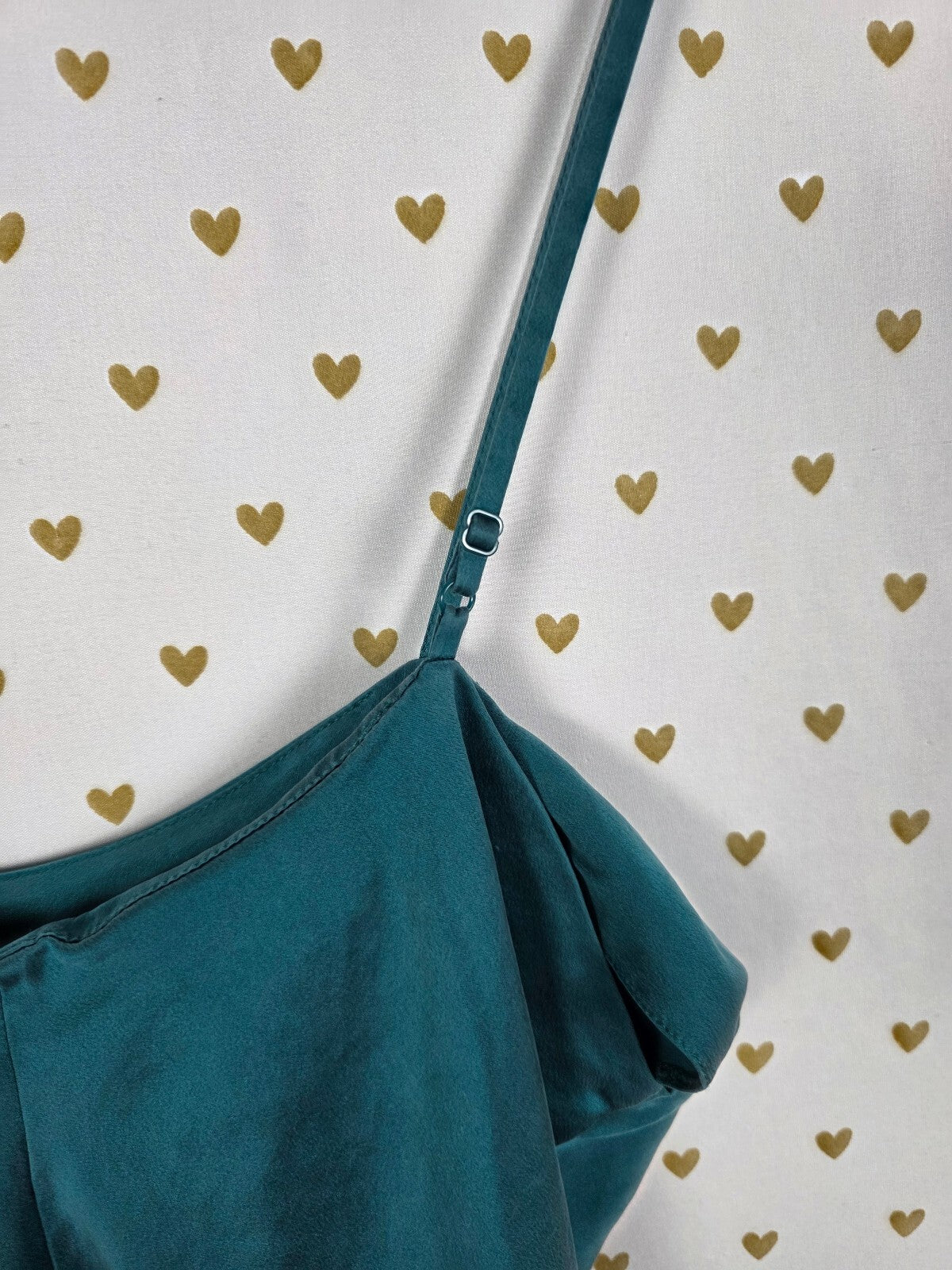 Victorias Secret Vintage Heart Label 100% Silk Green Slip Dress Y2k