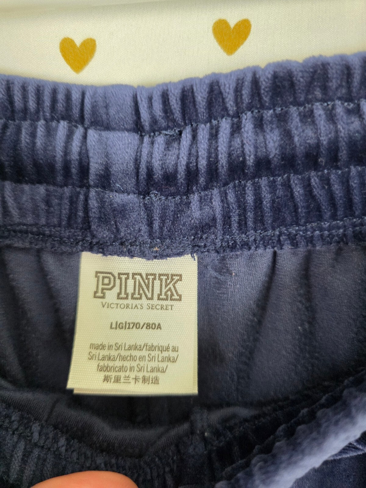 Victorias Secret Pink Blue Logo Embroidered Velour Sweats Hoodie SET LARGE