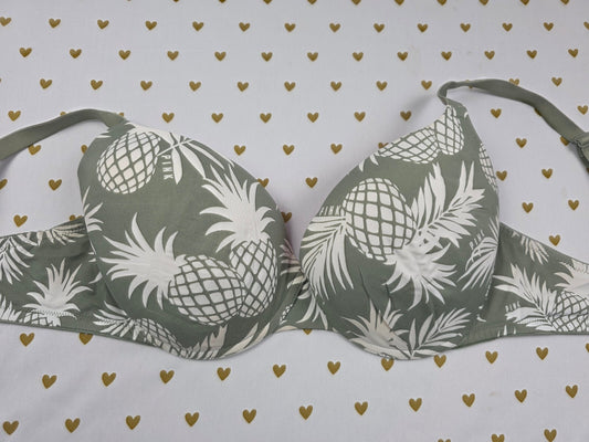 Victorias Secret Pink Pineapples Sage Green 36D Push Up bra