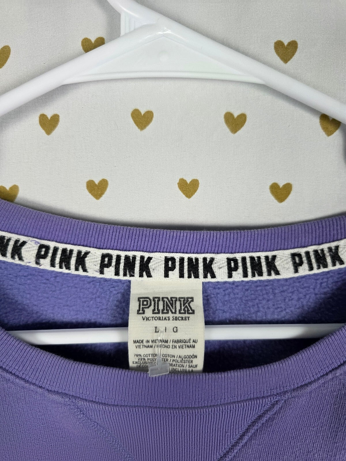 Victorias Secret Pink Logo Crew Sweater Shirt Large Oversized