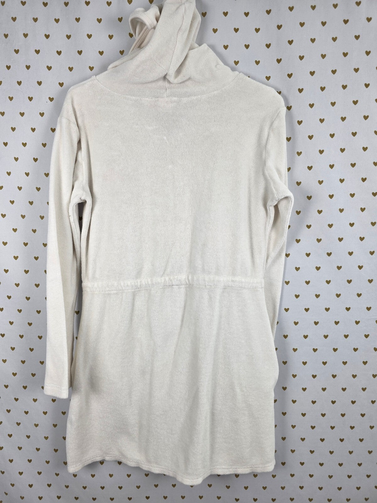 2008 Victoria's Secret Terry Cloth Hooded Swim Cover Up Dress White Pink S
