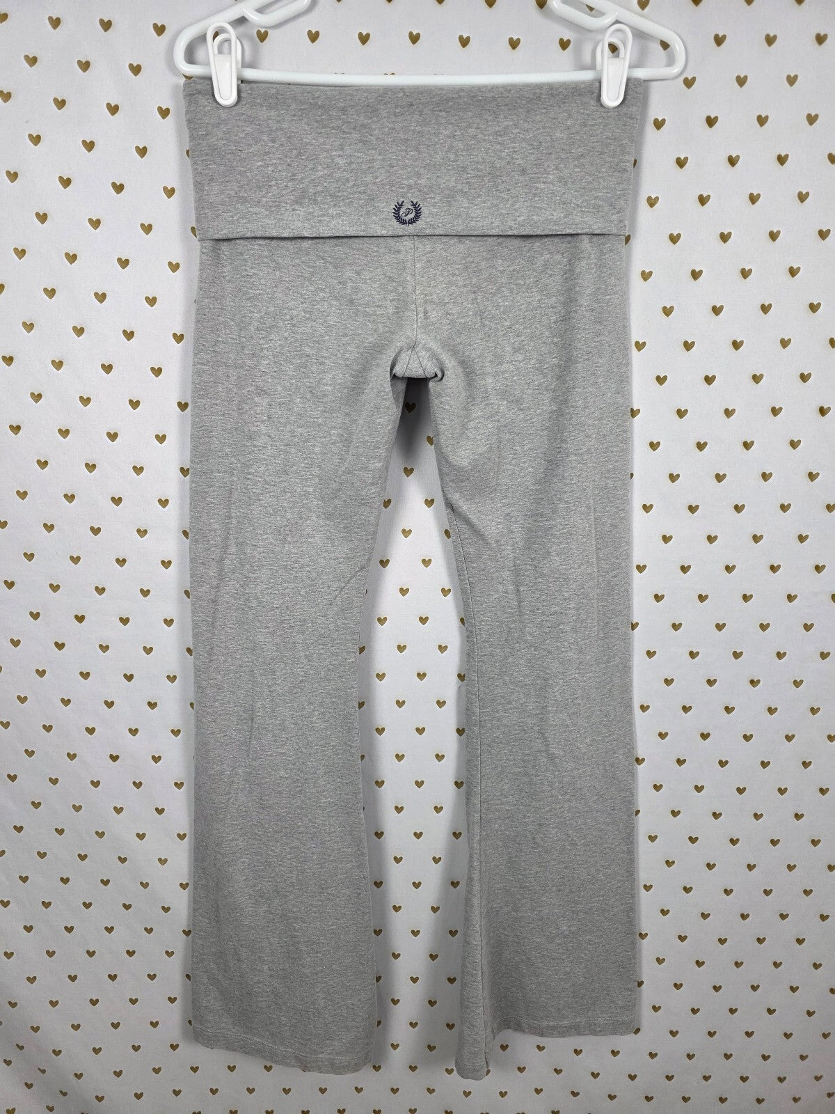 Victorias Secret PINK Grey FOLDOVER yoga Pants Crest Flare Medium
