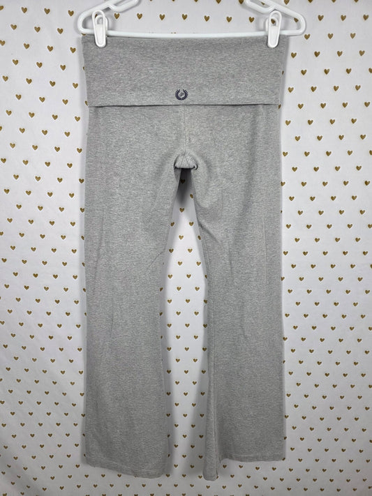 Victorias Secret PINK Grey FOLDOVER yoga Pants Crest Flare Medium