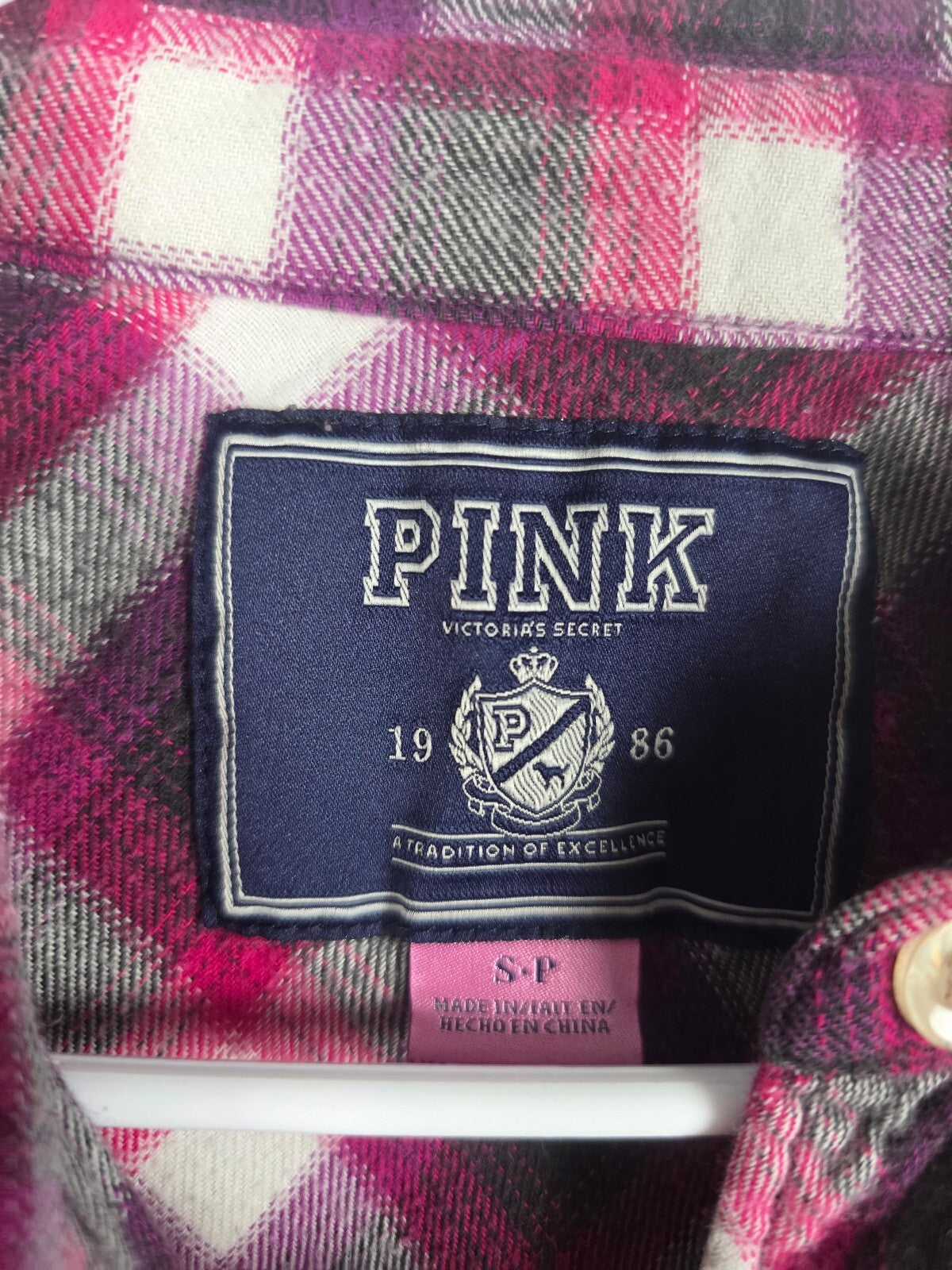 Victorias Secret PINK Vintage Plaid Button Down Long sleeve Shirt Small