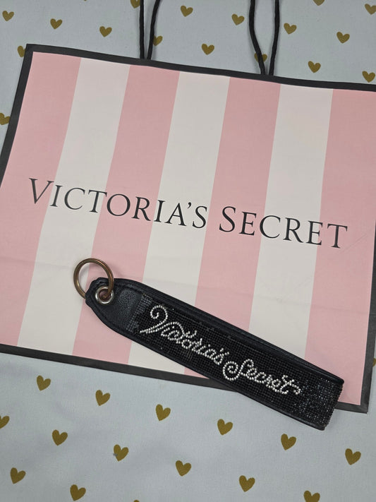 Victoria Secret BLING wristlet strap keychain Logo Studded Handle Rhinestone