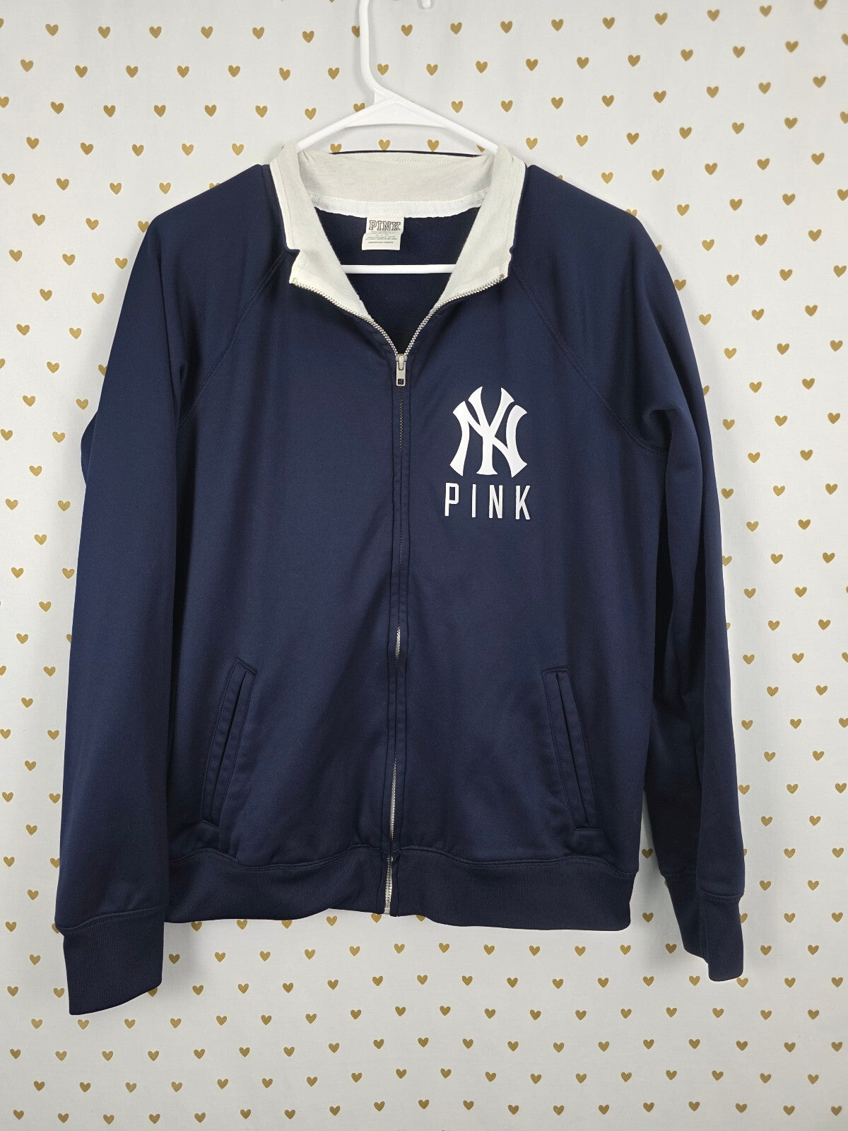 Victoria's Secret PINK New York Yankees MLB Full Zip Track Jacket Navy L