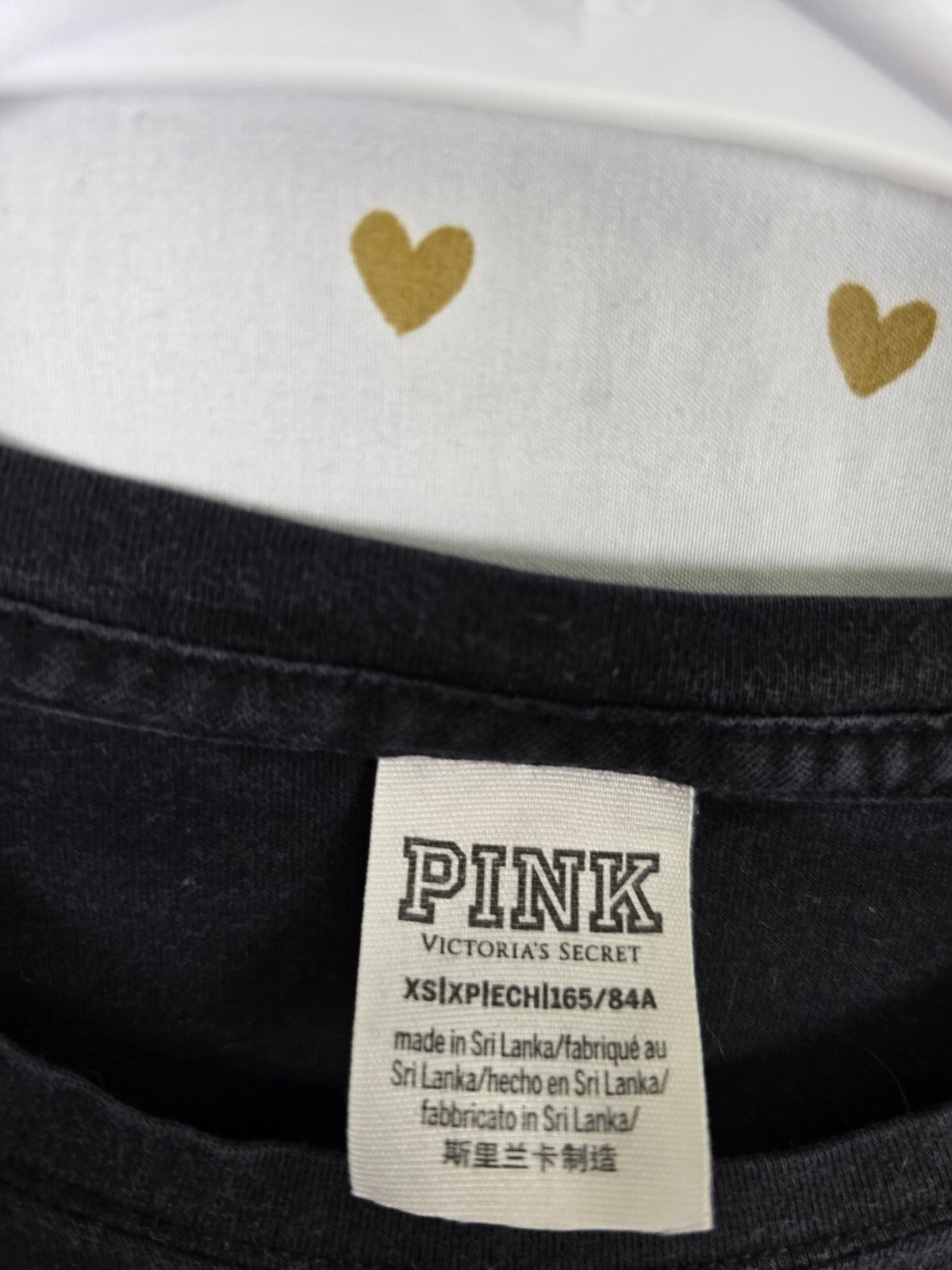 Victorias Secret PINK Black Long Sleeve All over BLING logo Tee shirt XS