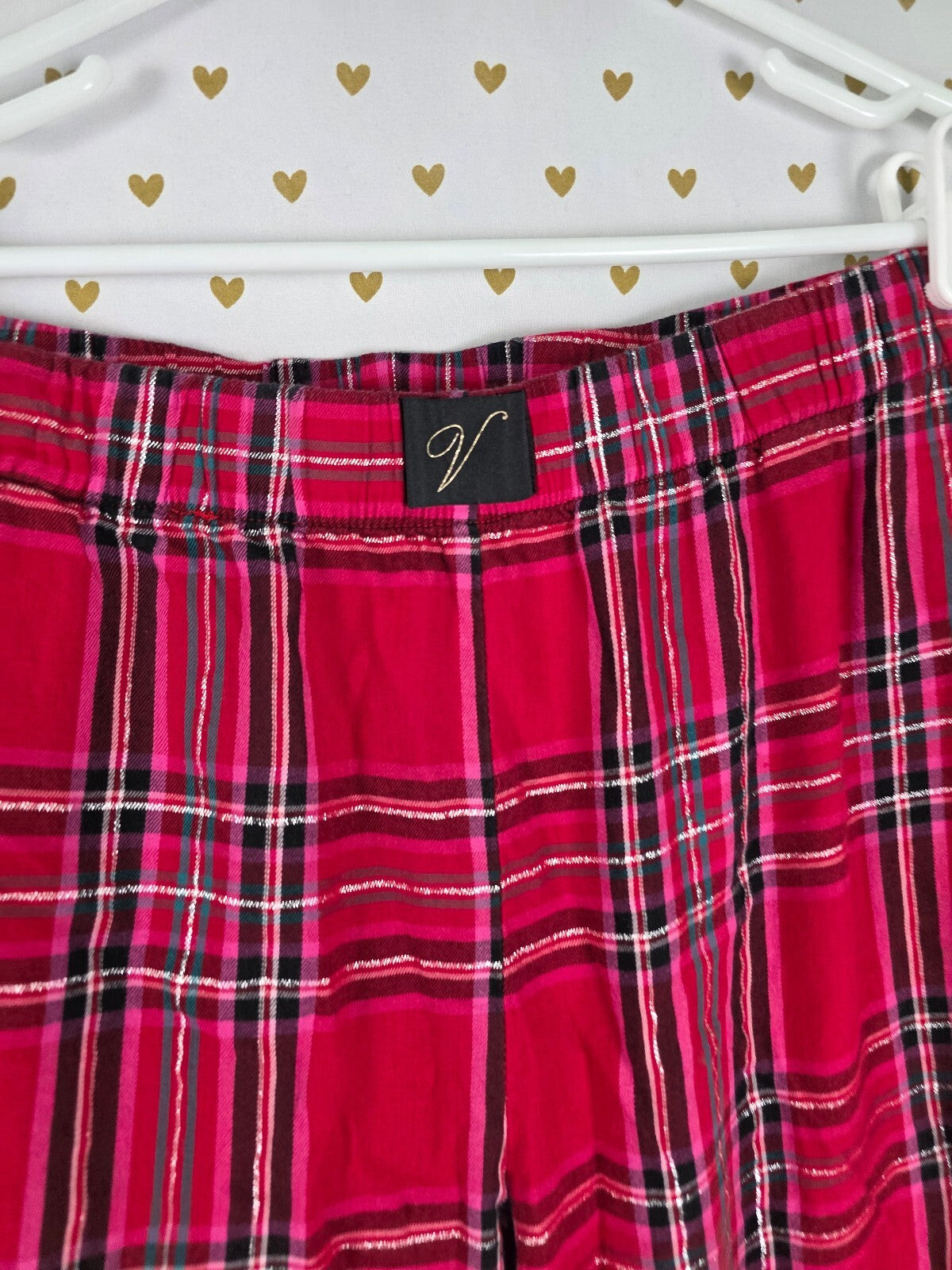 Victorias Secret Red Plaid Pajama Set 2pc Shirt Pants Bottoms PJ XL