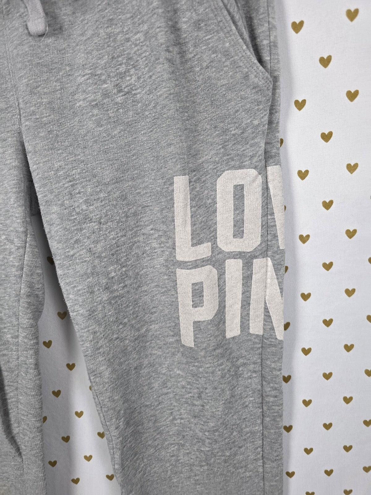 Victorias Secret PINK Vintage Pocket Joggers LOVE Grey Sweats XS