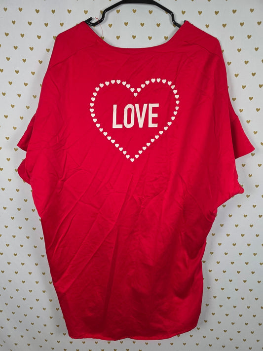 Victorias Secret Red LOVE Tie Front Ruffled Satin Silky Robe One Size Fits all