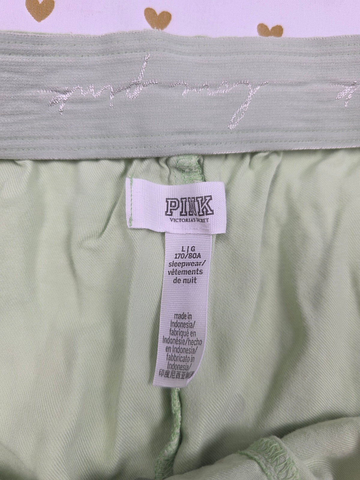 Victorias Secret PINK Green Logo butt LARGE Sleep Shorts Boxers Pajama Bottoms