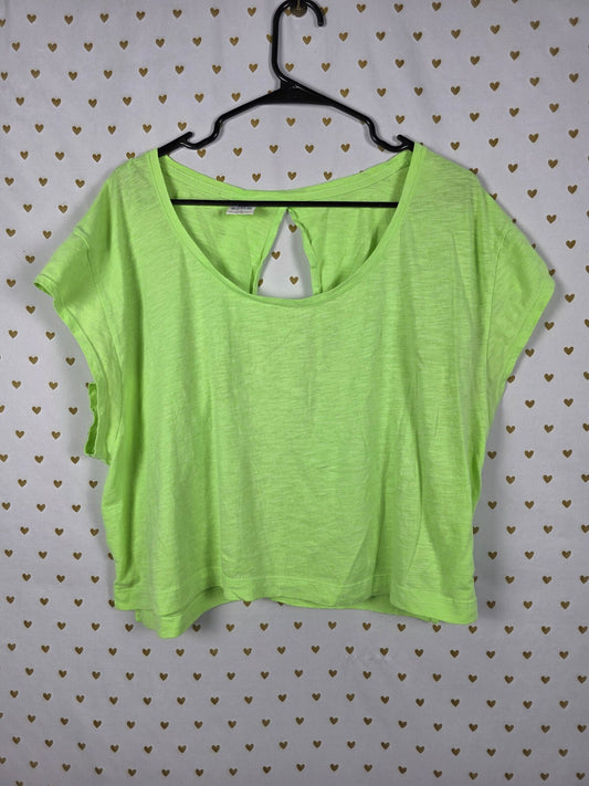 Victorias Secret PINK Vintage Neon OPEN BACK Cropped Y2k Tee shirt LARGE