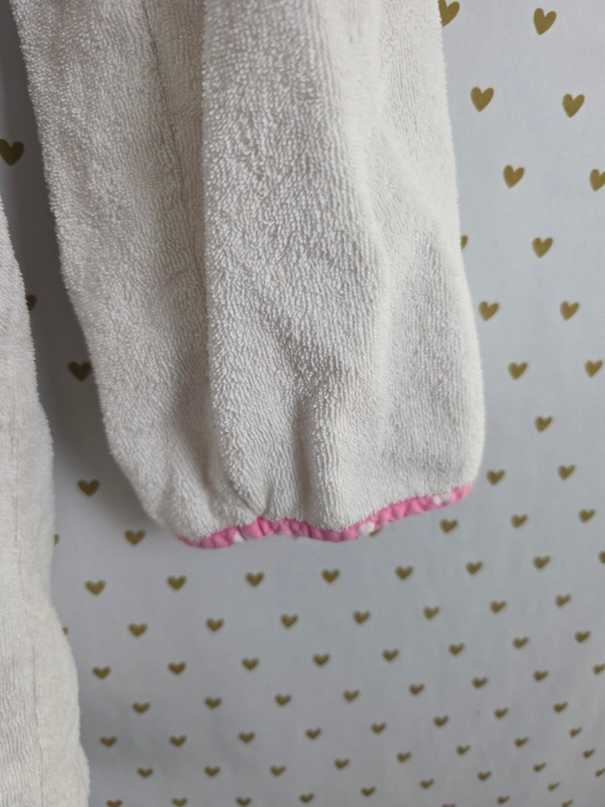 Victoria's Secret PINK Plush Terry Robe White Pink Polka Dot Dog M/L 2005 Cotton